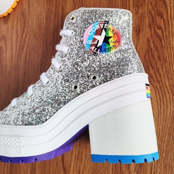 ❤️CONVERSE CHUCK 70 DE LUXE Sz 6.5 Mens Shoes Heel Boots Platform PRIDE A06028C - Picture 12 of 13